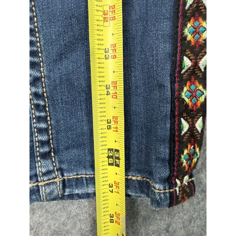 Grace In LA Jeans Women 27 Blue Denim Skinny Guitar Strap Southwest Native - Picture 4 of 11